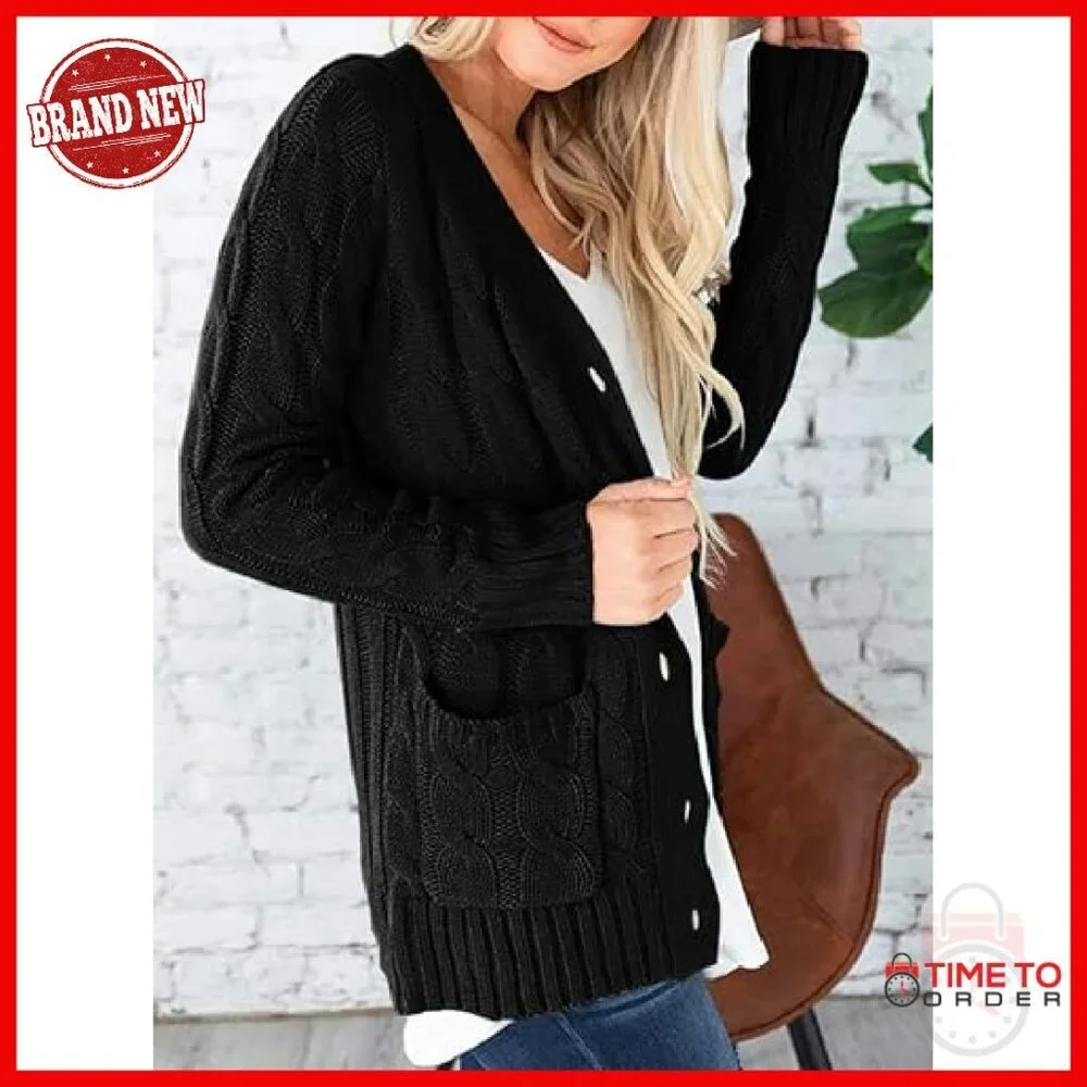 Chunky Cable Knit Open Front Cardigan Sweater - Loose Fit Winter Outerwear